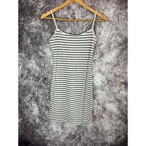 Dress Womens Small Black White Striped Bodycon Mini Scoop Beach Travel Summer